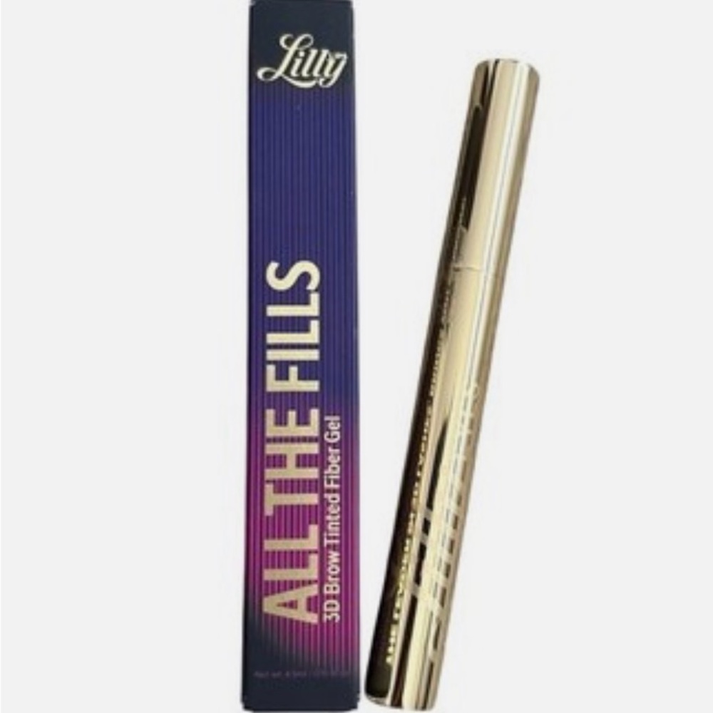 Lilly Lashes All The Fills 3D Brow Tinted Fiber Gel | NIB | Dark Brown